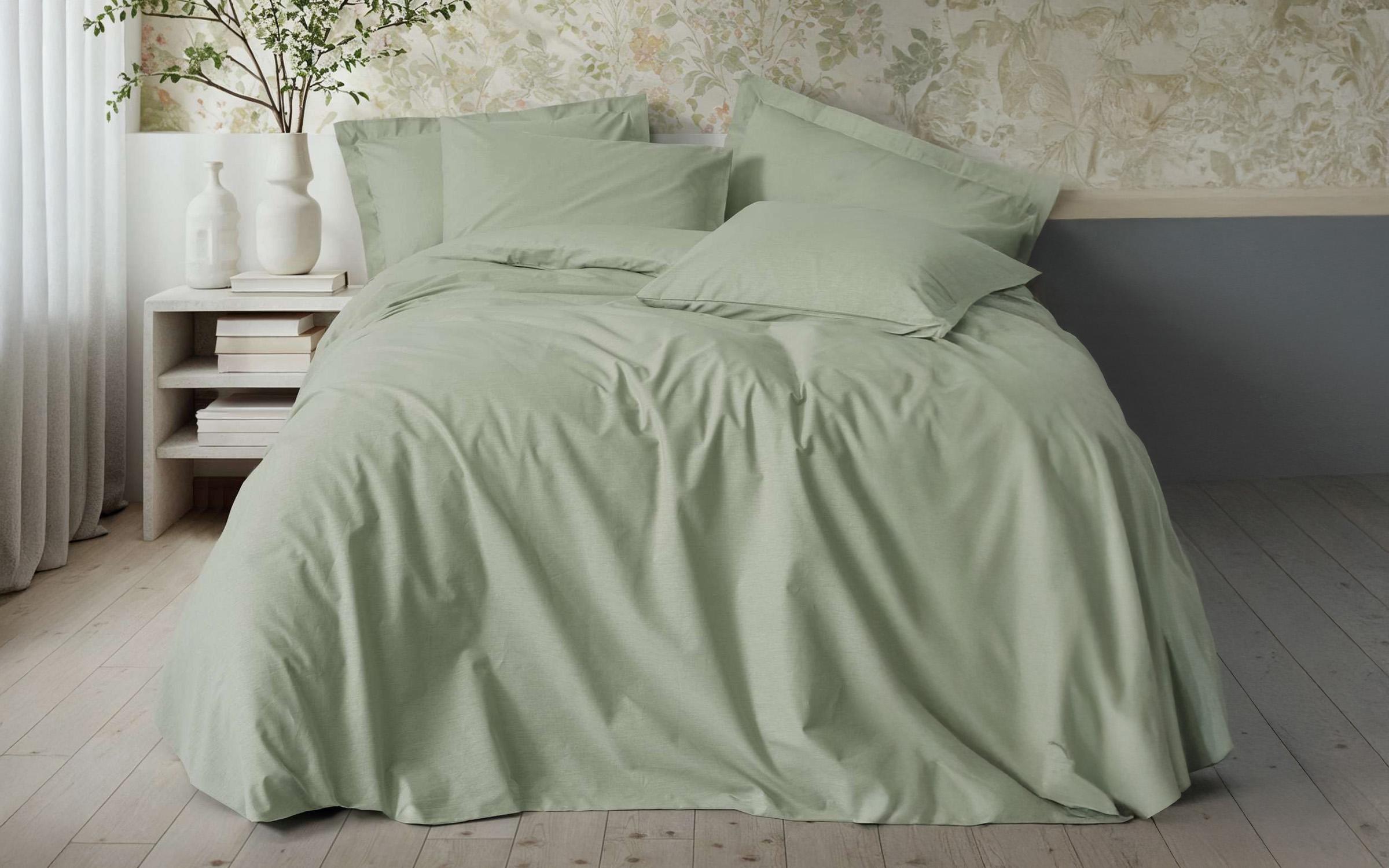 4 τεμάχια 200/220 εκ. Ranforce 100% βαμβάκι Σετ σεντόνια  Plain Sage, πράσινο  1